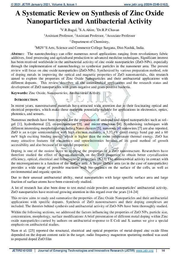 (PDF) A Systematic Review on Synthesis of Zinc Oxide Nanoparticles and ...