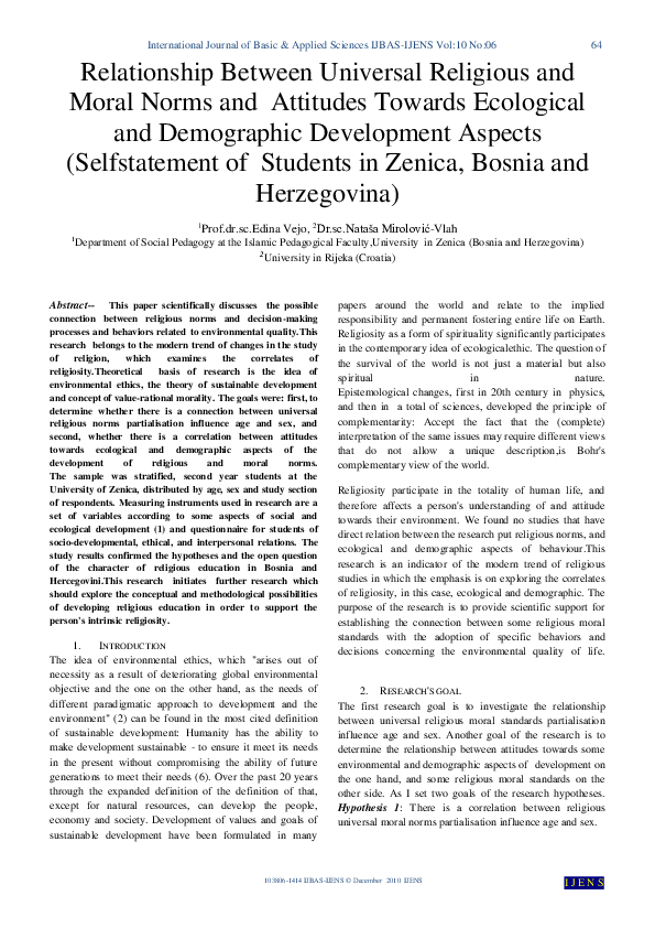 (PDF) Relationship between universal religious and moral norms and ...