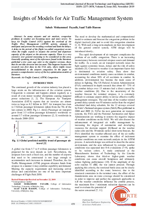 (PDF) Insights of Models for Air Traffic Management System