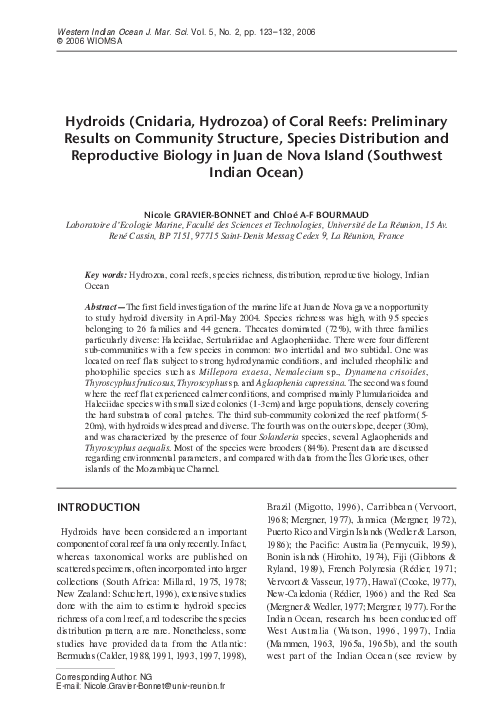 (PDF) Hydroids (Cnidaria, Hydrozoa) of Coral Reefs: Preliminary Results ...