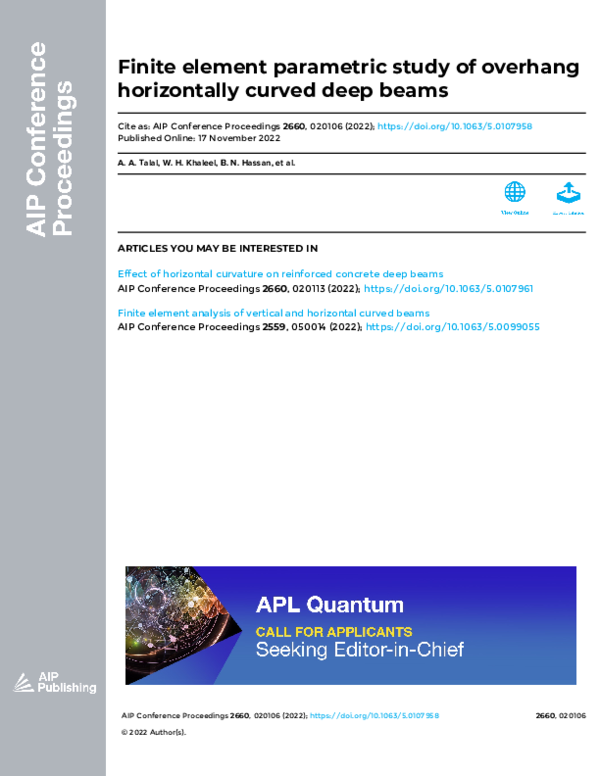 (PDF) Finite Element Parametric Study of Overhang Horizontally Curved ...