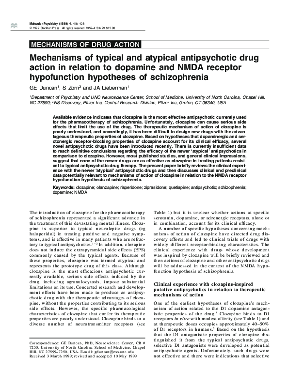 (PDF) Mechanisms of typical and atypical antipsychotic drug action in ...