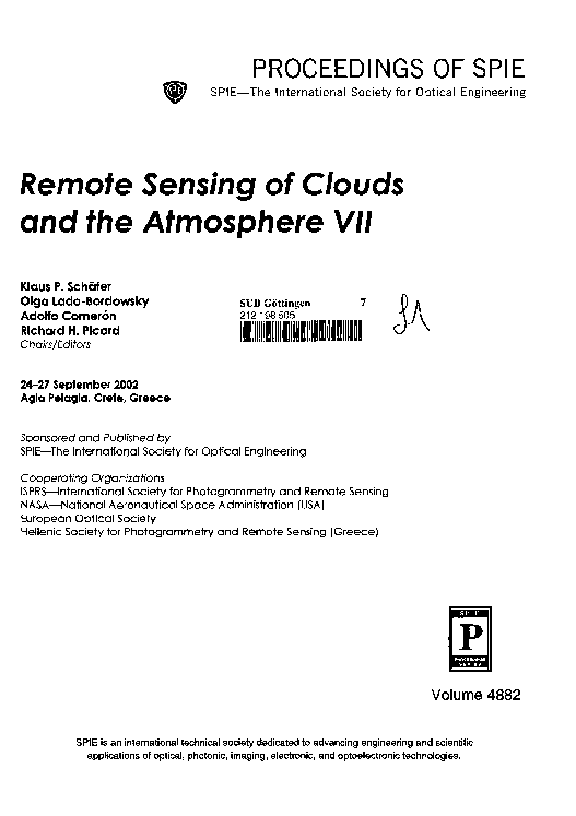 (PDF) Remote Sensing of Clouds and the Atmosphere XVI