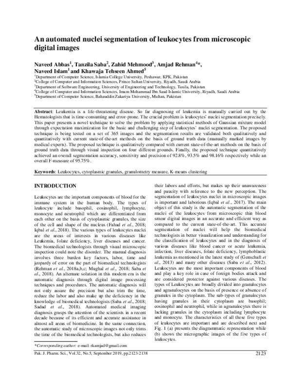 (PDF) An automated nuclei segmentation of leukocytes from microscopic ...