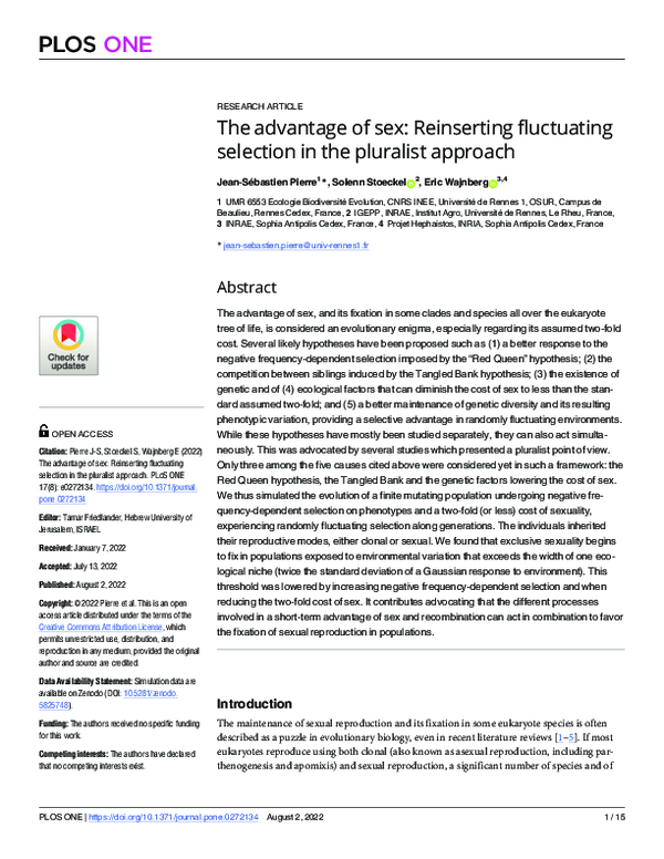 (PDF) The advantage of sex: Reinserting fluctuating selection in the ...