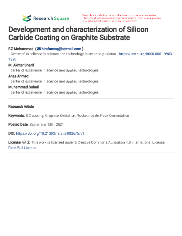 (PDF) Development and characterization of Silicon Carbide Coating on ...