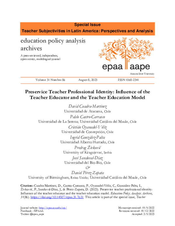 Pdf 2023 Preservice Teacher Professional Identity Influence Of The