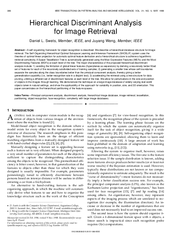 (PDF) Hierarchical discriminant analysis for image retrieval