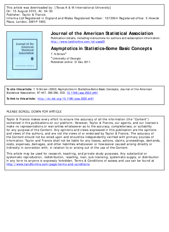 (PDF) Asymptotics in Statistics–Some Basic Concepts