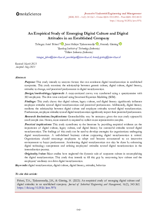 (PDF) An empirical study of emerging digital culture and digital ...