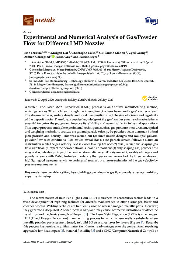 (PDF) Experimental and Numerical Analysis of Gas/Powder Flow for ...
