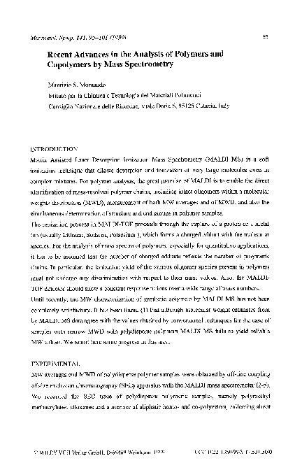 (PDF) Recent advances in the analysis of polymers and copolymers by ...