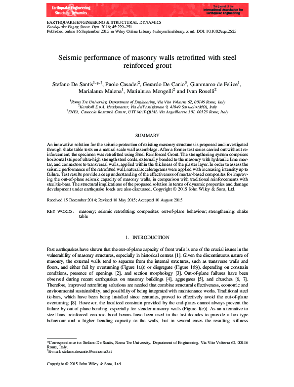 (PDF) Seismic performance of masonry walls retrofitted with steel ...