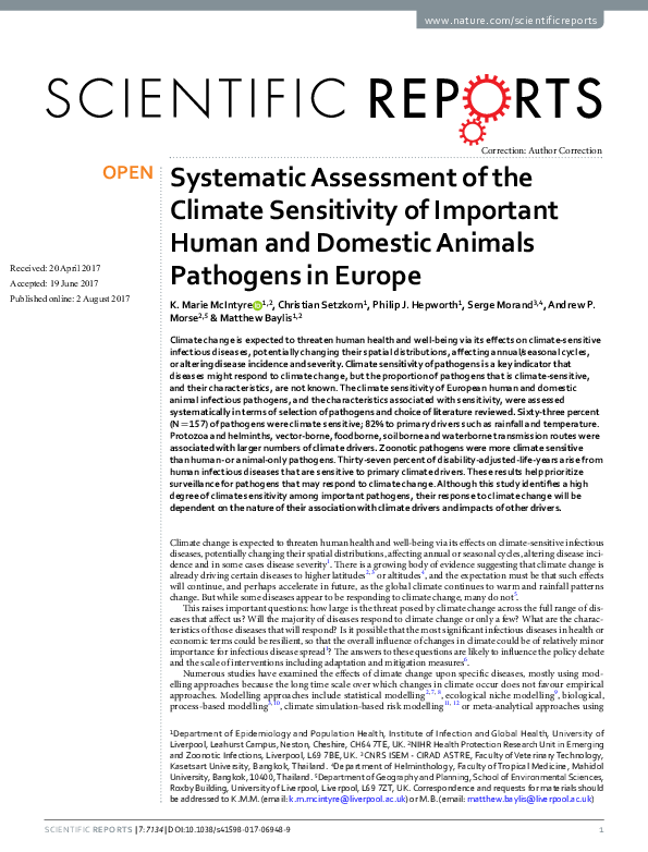(PDF) Systematic Assessment of the Climate Sensitivity of Important ...