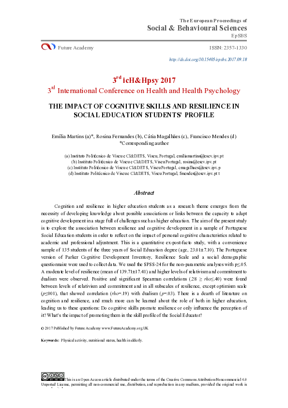 (PDF) The Impact Of Cognitive Skills And Resilience In Social Education ...