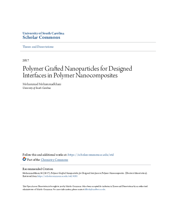(PDF) Polymer Grafted Nanoparticles for Designed Interfaces in Polymer ...