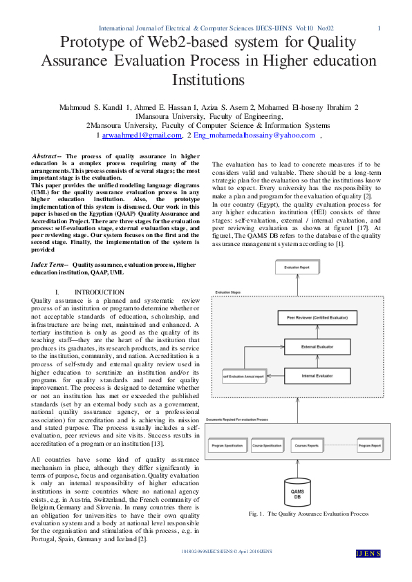 (PDF) Prototype of Web2-based system for Quality Assurance Evaluation ...
