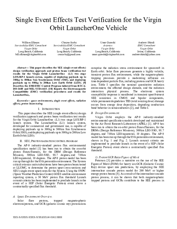 (PDF) Single Event Effects Test Verification for the Virgin Orbit ...