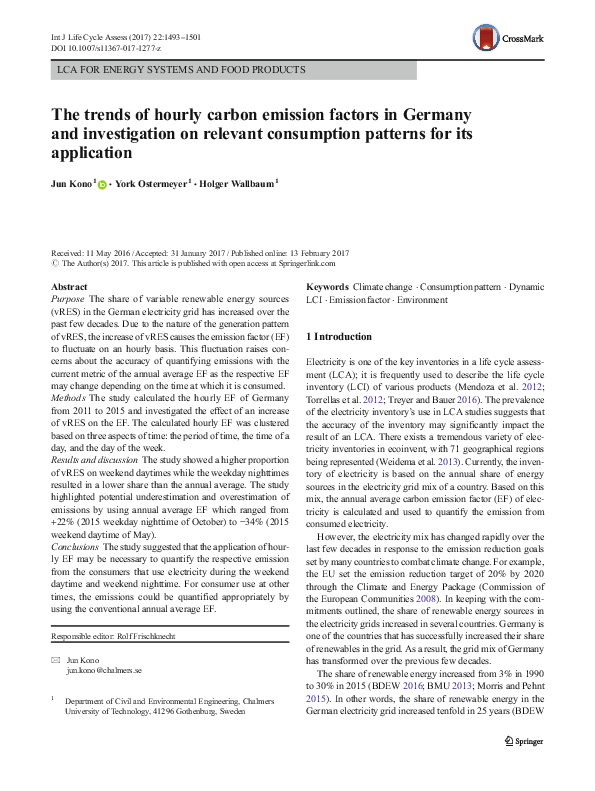 (PDF) The trends of hourly carbon emission factors in Germany and ...