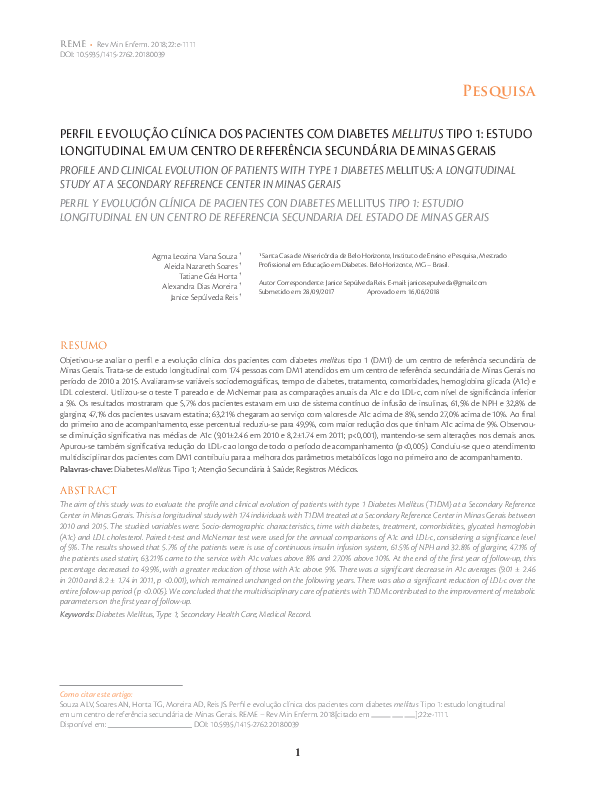 (PDF) Profile and Clinical Evolution of Patients with Type 1 Diabetes ...
