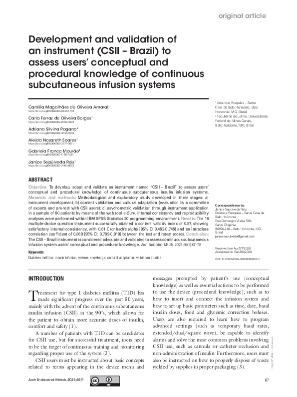 (PDF) Development and validation of an instrument (CSII - Brazil) to ...