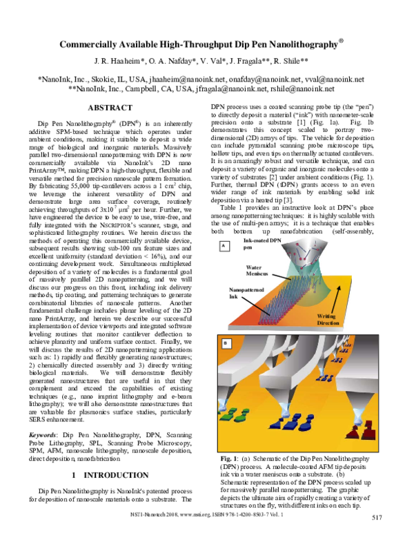 (PDF) Commercially available high-throughput Dip Pen Nanolithography ...