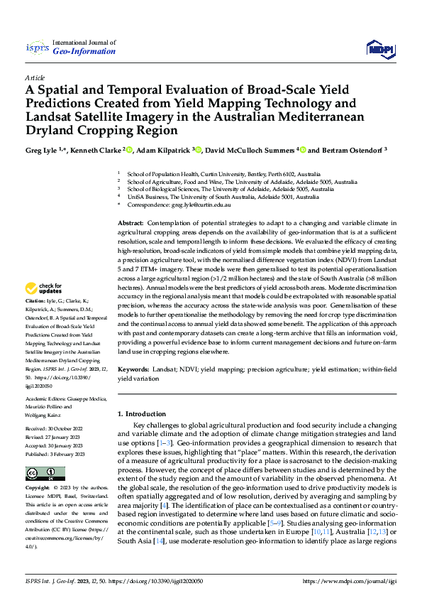 (PDF) A Spatial and Temporal Evaluation of Broad-Scale Yield ...