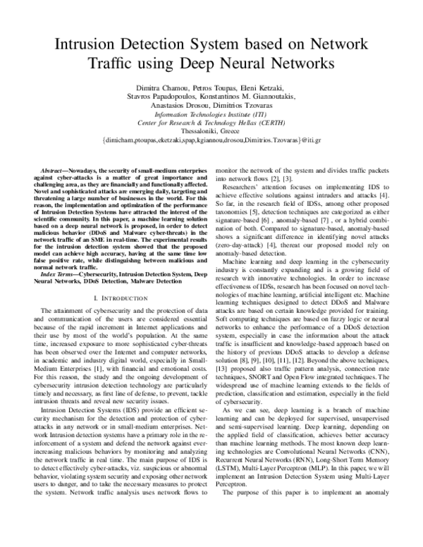 (PDF) Intrusion Detection System Based on Network Traffic Using Deep ...