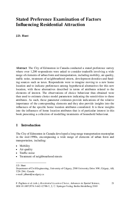 (PDF) Stated Preference Examination of Factors Influencing Residential ...