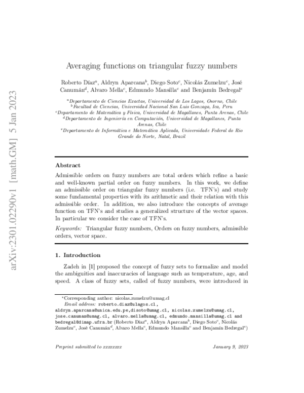(PDF) Averaging functions on triangular fuzzy numbers