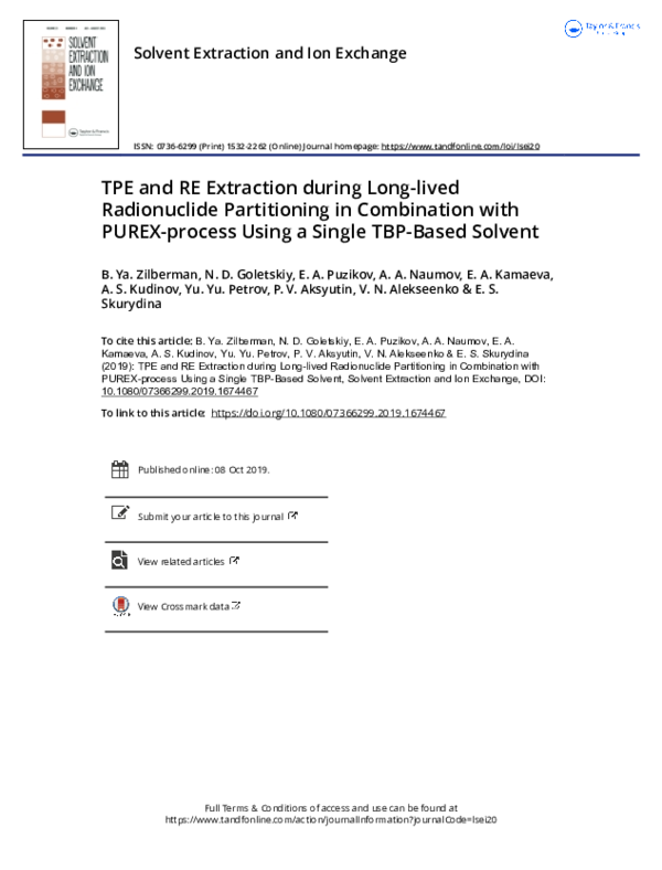 (PDF) TPE and RE Extraction during Long-lived Radionuclide Partitioning ...