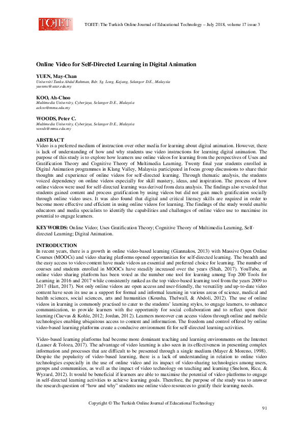 (PDF) Online Video for Self-Directed Learning in Digital Animation