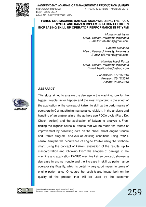 (PDF) Fanuc CNC machine damage analysis using the PDCA cycle and Kaizen ...