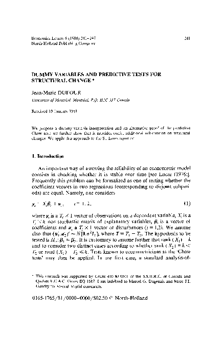 (PDF) Dummy variables and predictive tests for structural change