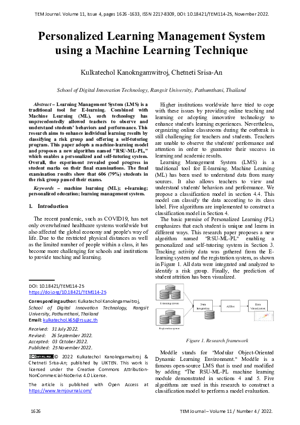 (PDF) Personalized Learning Management System using a Machine Learning ...