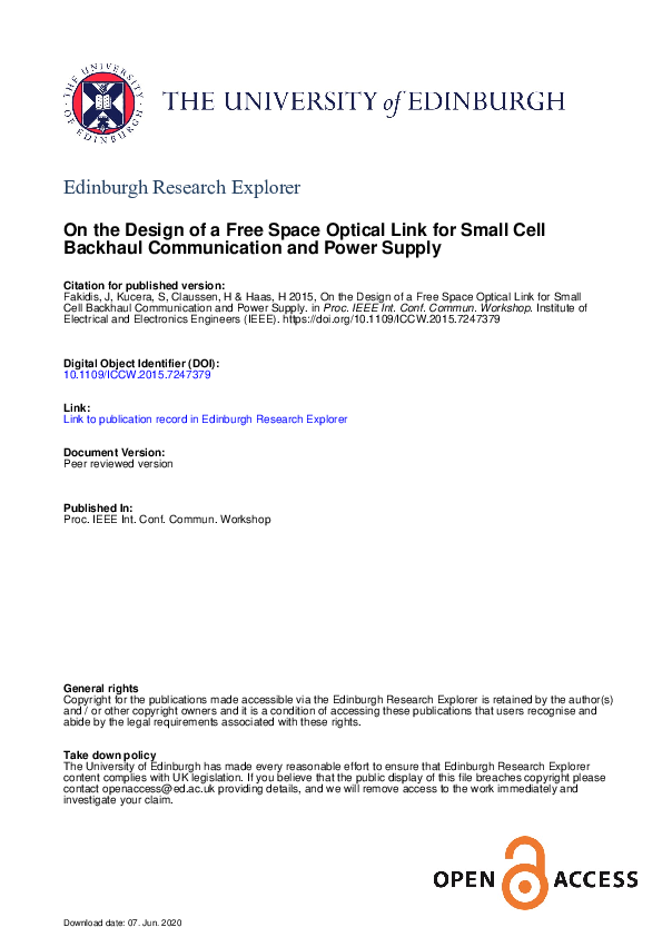 (PDF) On the design of a free space optical link for small cell ...