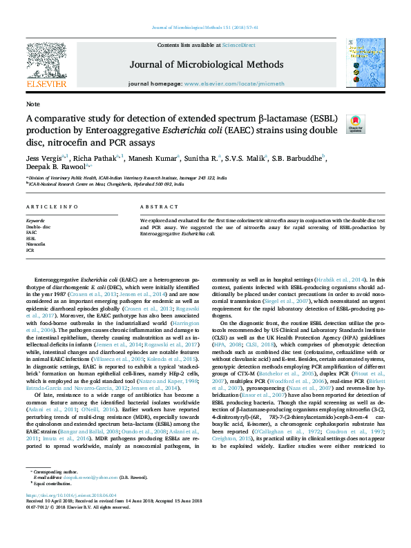 (PDF) A comparative study for detection of extended spectrum β ...