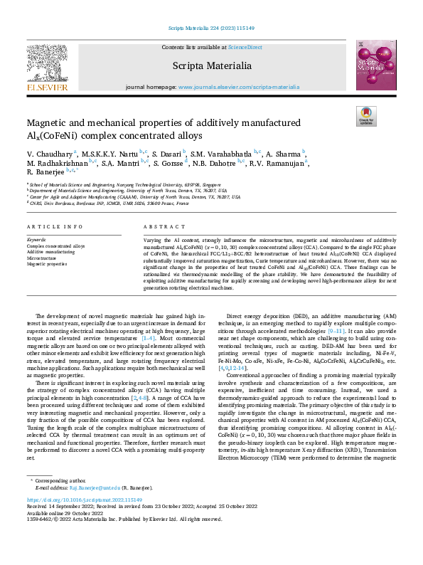 (PDF) Magnetic and mechanical properties of additively manufactured Al ...
