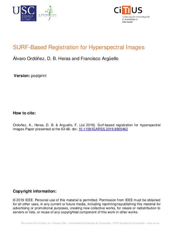 (PDF) Surf-Based Registration for Hyperspectral Images