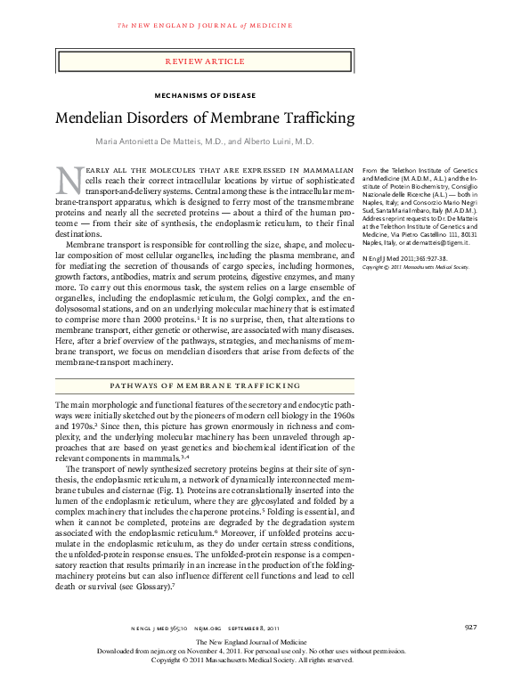 (PDF) Mendelian Disorders of Membrane Trafficking