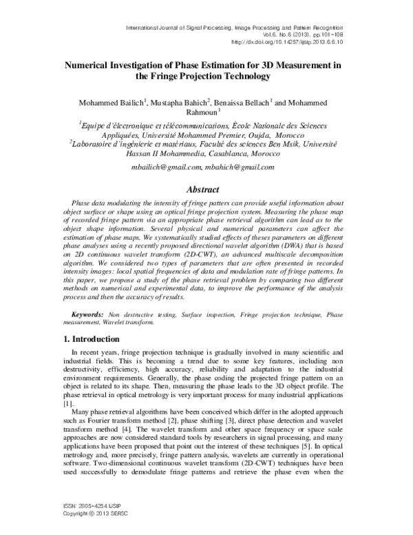 (PDF) Numerical Investigation of Phase Estimation for 3D Measurement in ...