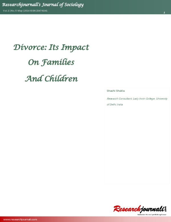 (PDF) Divorce : Its Impact On Families And Children