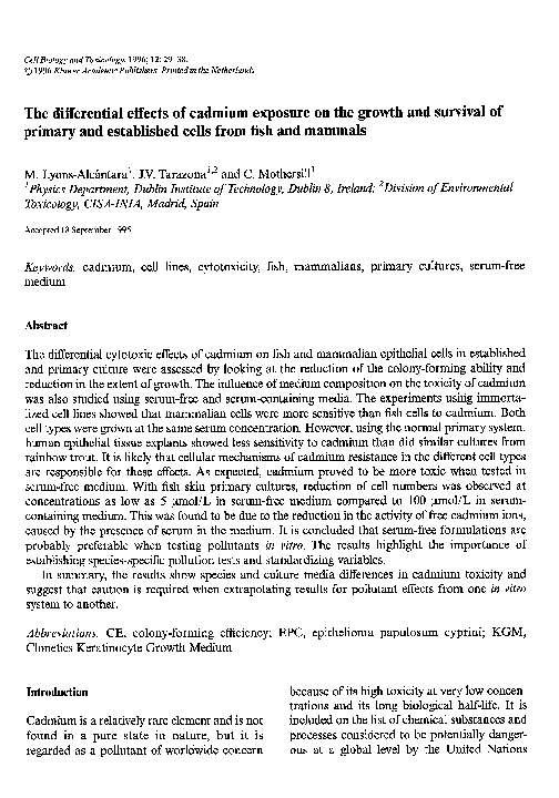 (PDF) The differential effects of cadmium exposure on the growth and ...