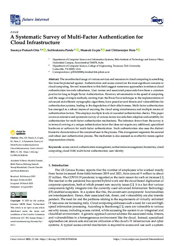 (PDF) A Systematic Survey of Multi-Factor Authentication for Cloud ...