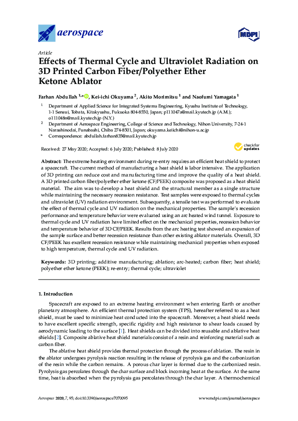 (PDF) Effects of Thermal Cycle and Ultraviolet Radiation on 3D Printed ...