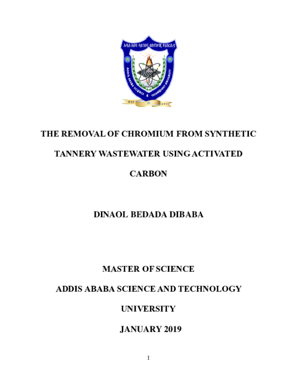 (PDF) The Removal of Chromium from Synthetic Tannery Wastewater Using ...
