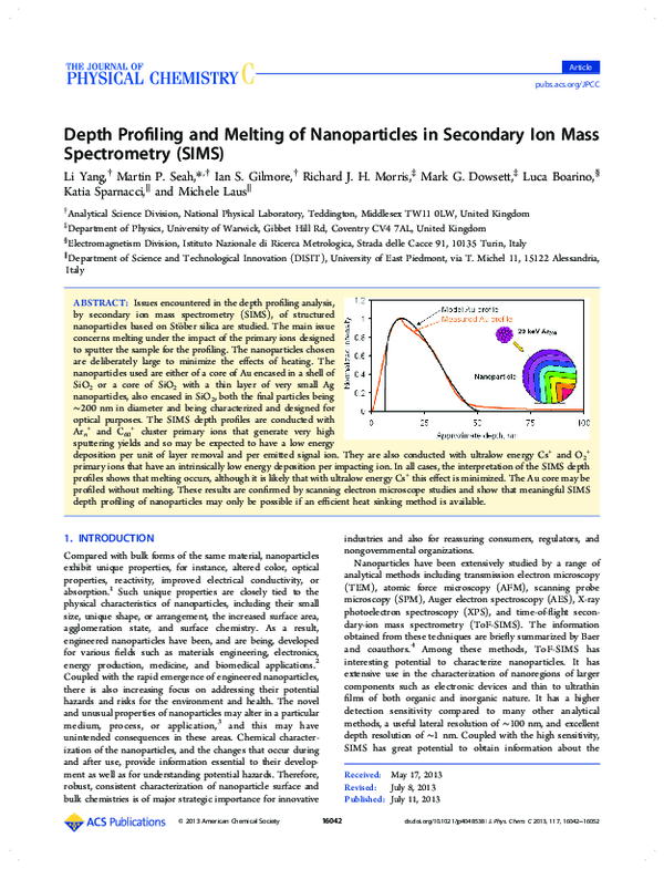 (PDF) Depth profiling and melting of nanoparticles in secondary ion ...