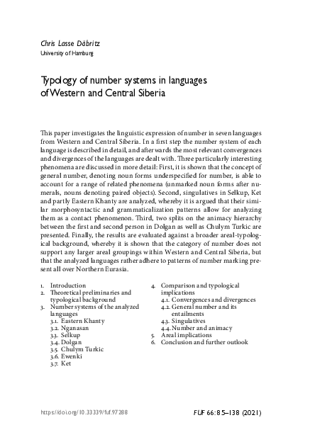 (PDF) Typology of number systems in languages of Western and Central ...
