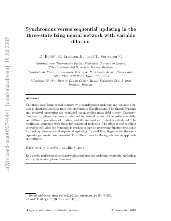 (PDF) Synchronous versus sequential updating in the three-state Ising ...