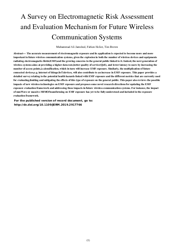 (PDF) A Survey on Electromagnetic Risk Assessment and Evaluation ...